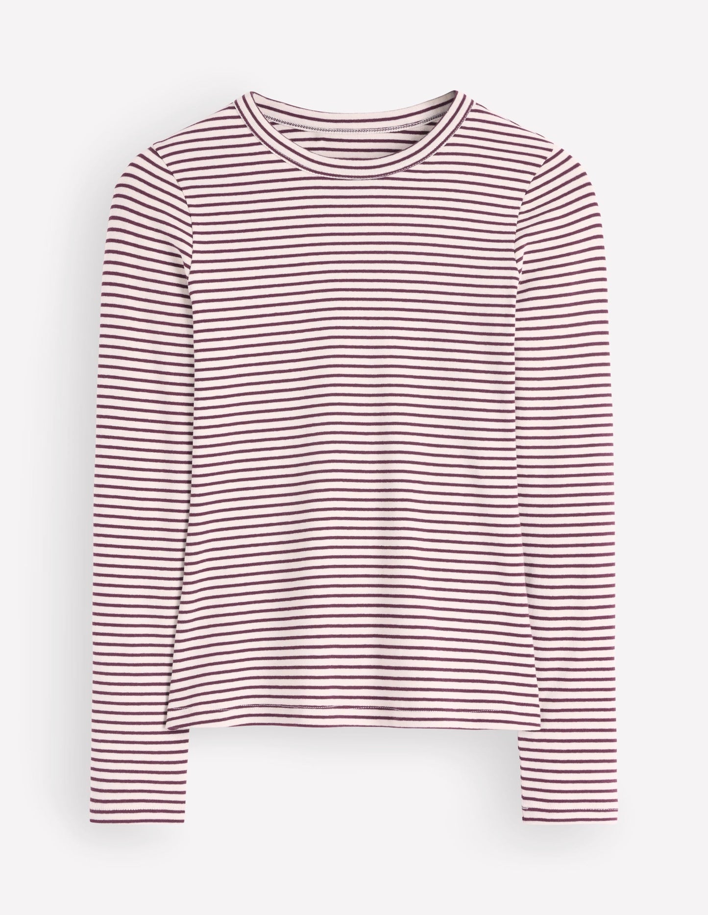 Annie Essential Crew Neck Top-Deep Wisteria and Ivory Stripe