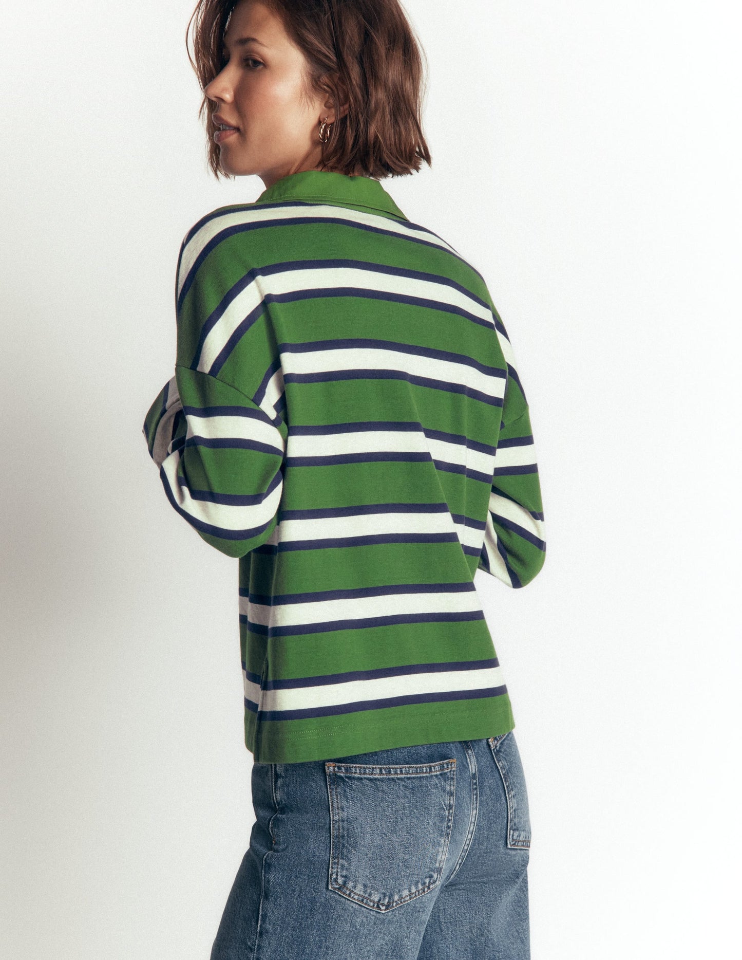 Polo Collar Mariner-Chive and Navy Stripe