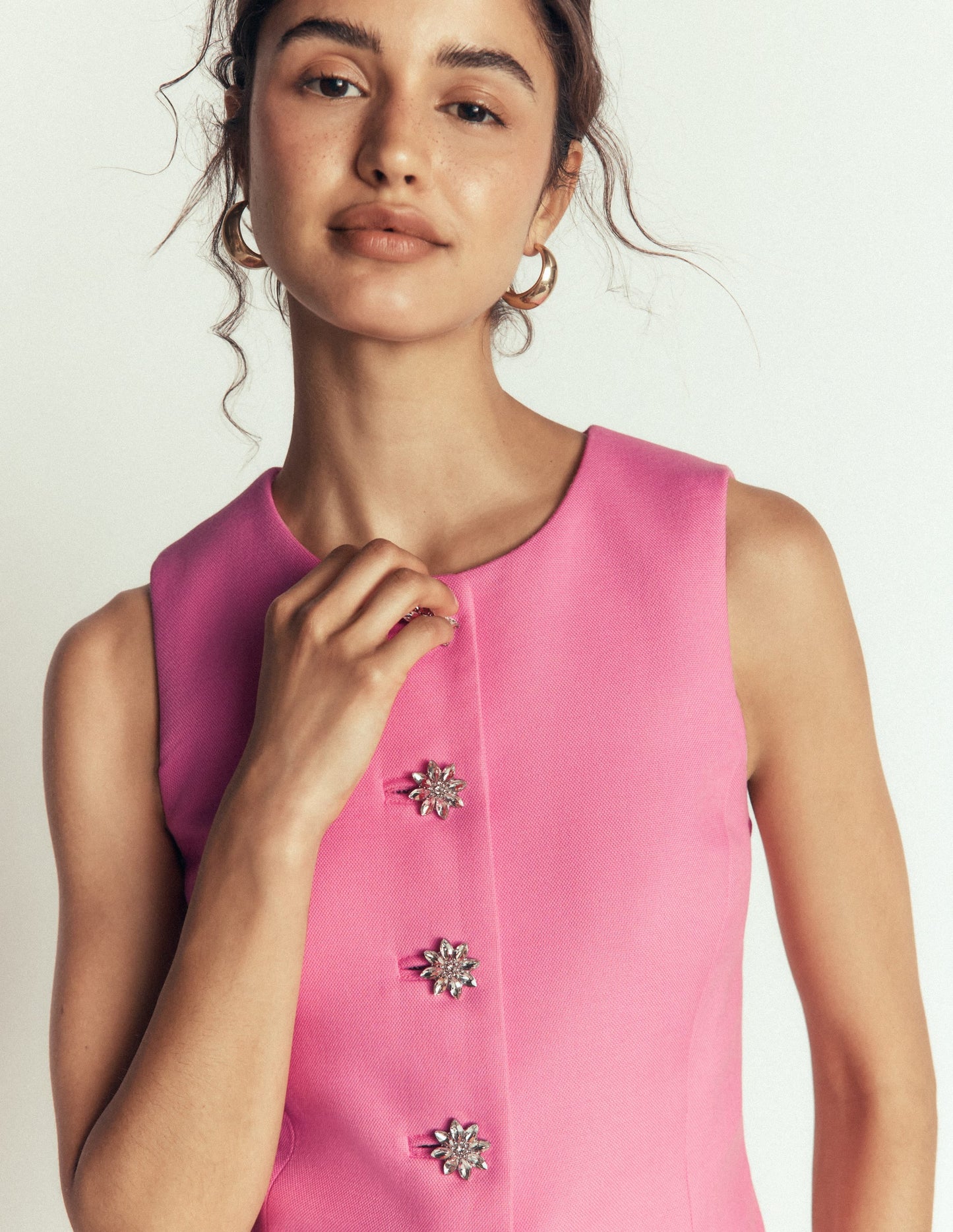 Textured Peplum Waistcoat-Wild Pink