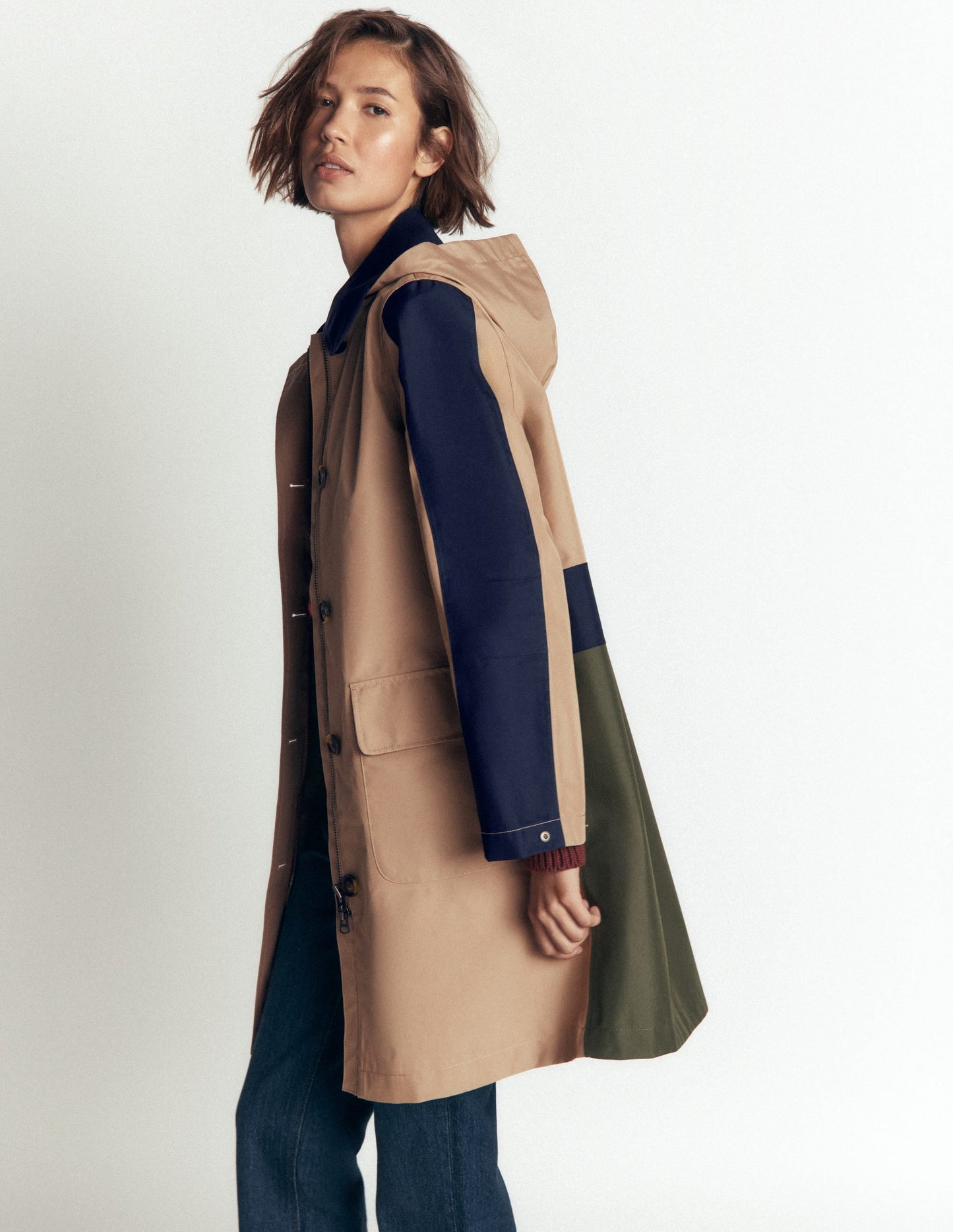 Colour block Raincoat-Amphora