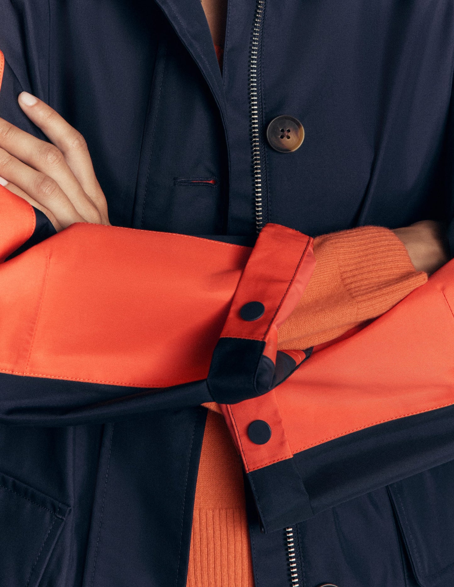 Colour block Raincoat-Navy