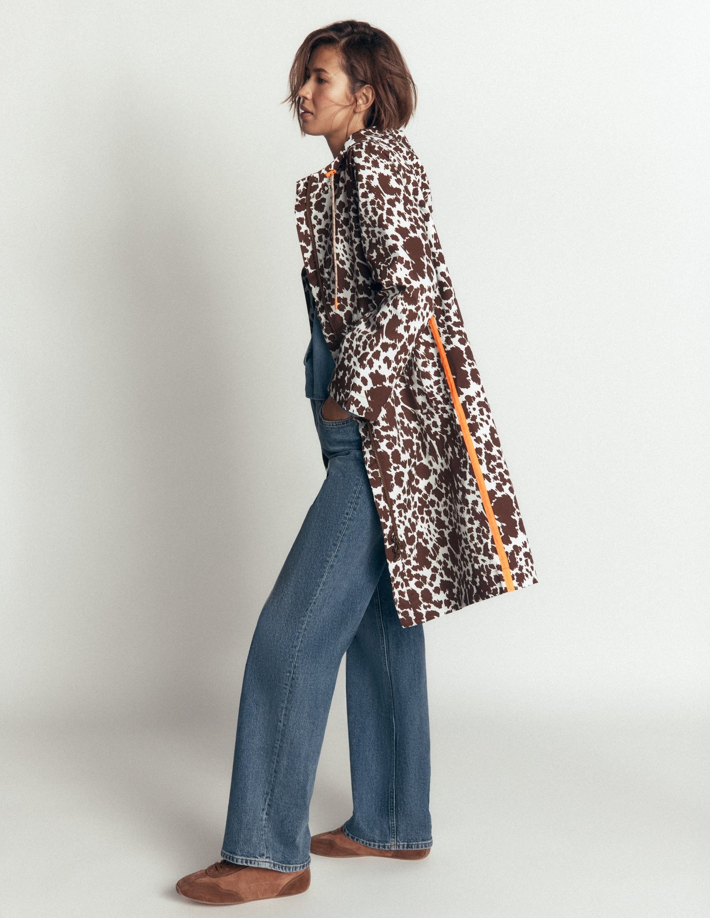 Longline Raincoat-Cow Fields