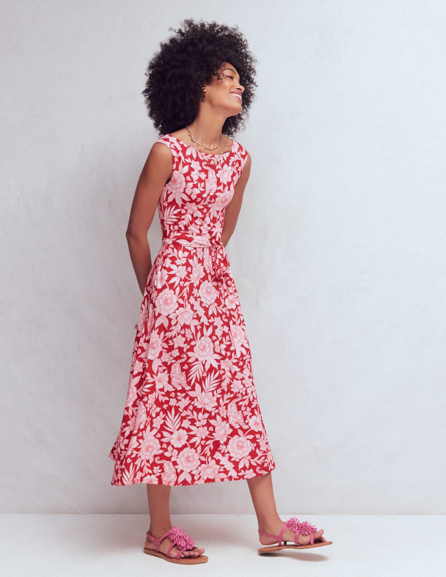 Tamsin Jersey Midi Dress-Spicy Red, Tigers Paradise