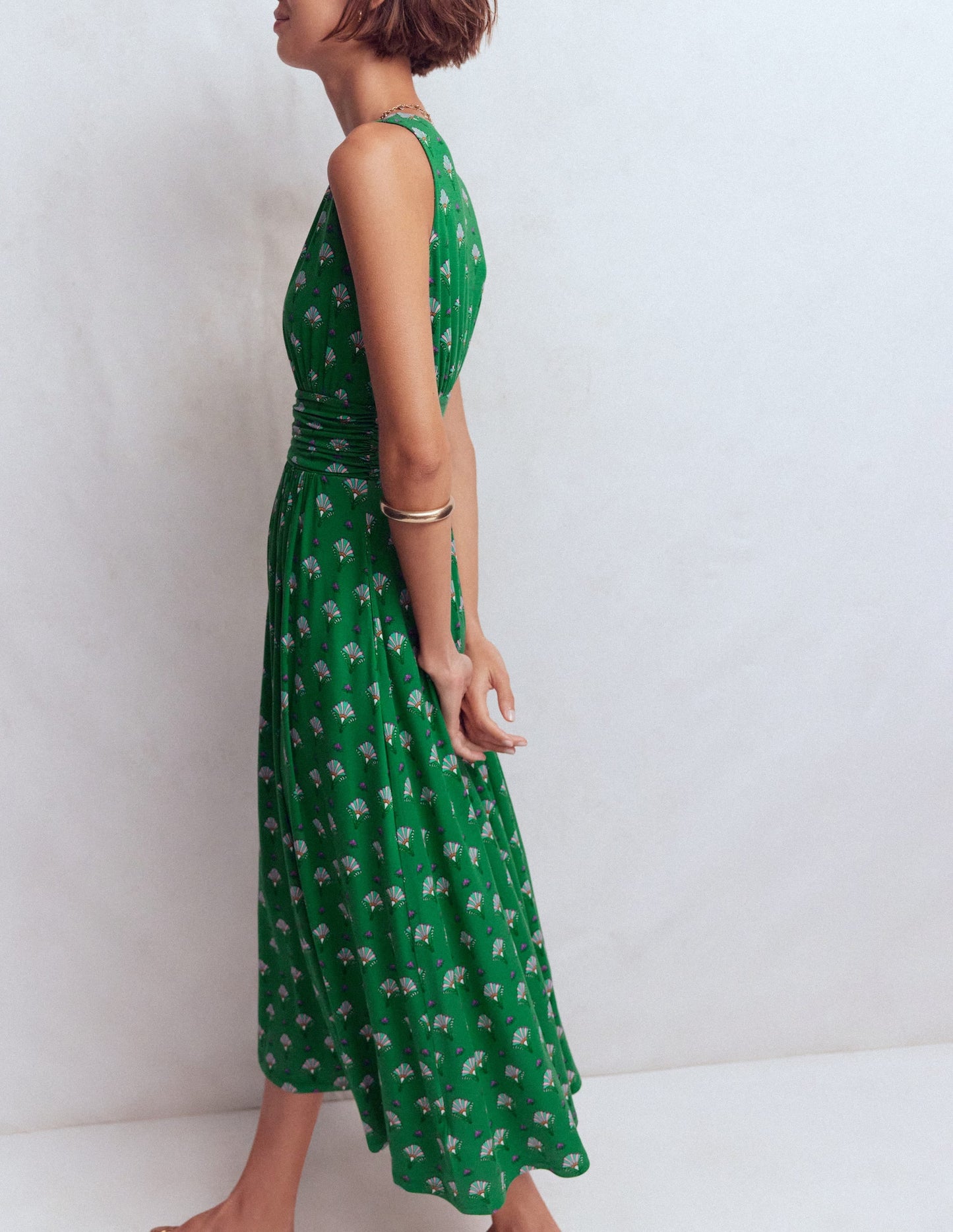 Elodie Jersey Maxi Dress-Green, Ornamental Floweret