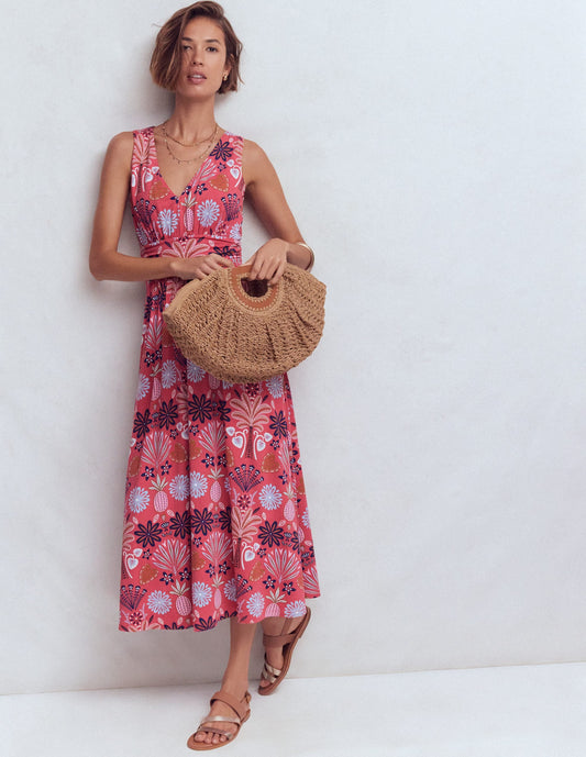 Elodie Jersey Maxi Dress-Cherry Blush, Tropical Forest