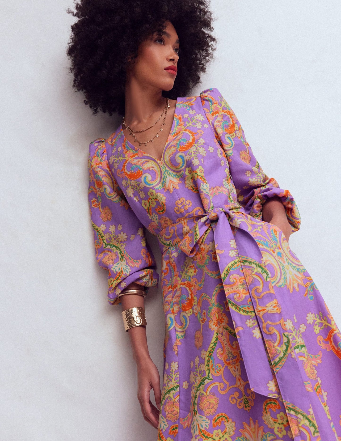 Florence Linen Blend Dress-Multi Enchanting Bouquet
