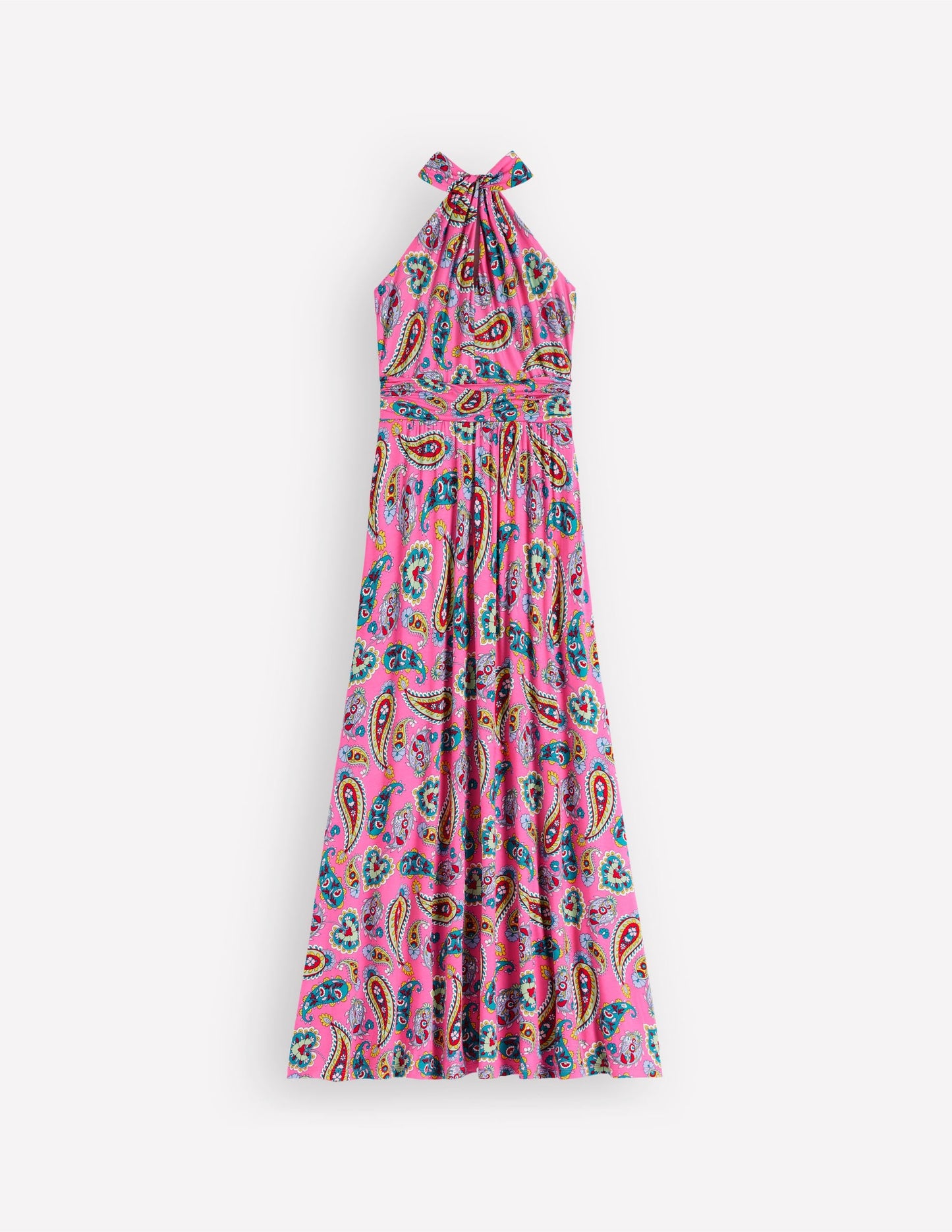 Sydney Twist Neck Jersey Dress-Brillant Pink, Radiant Paisley