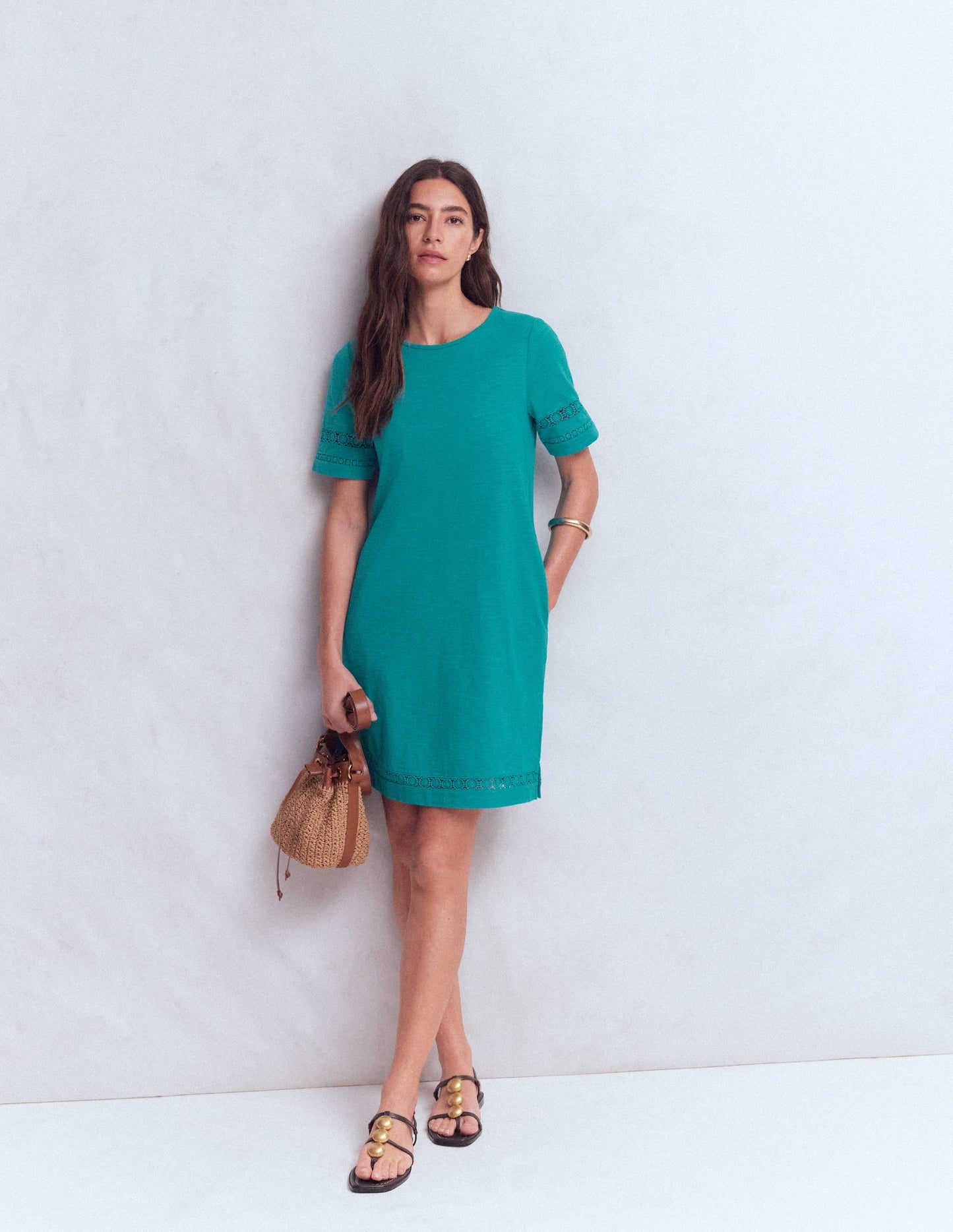Hattie Jersey T-shirt Dress-Glaze Blue