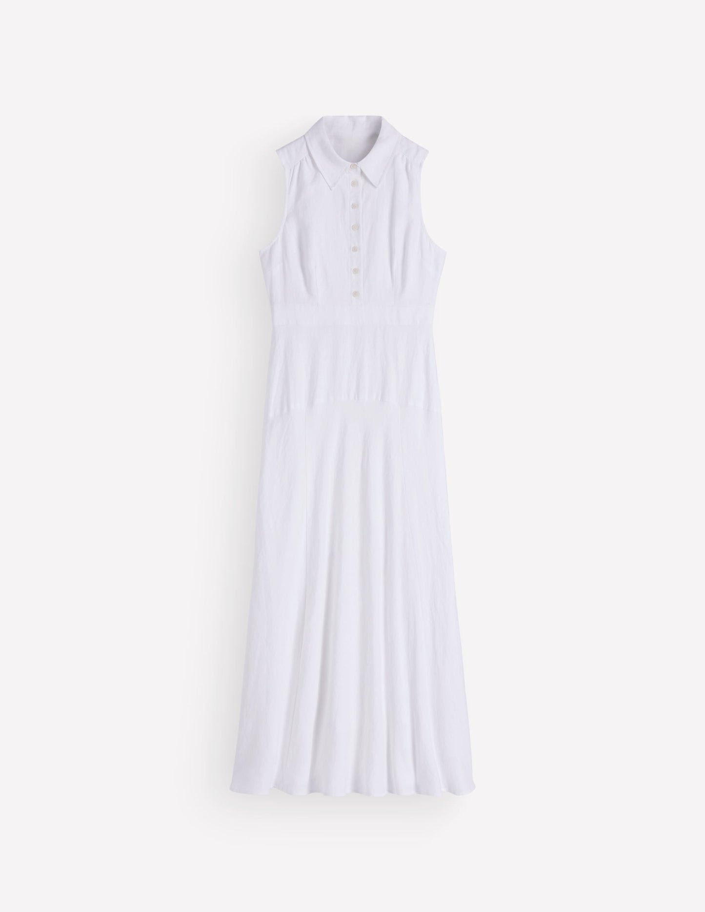 Erma Drop Waist Linen Dress-White
