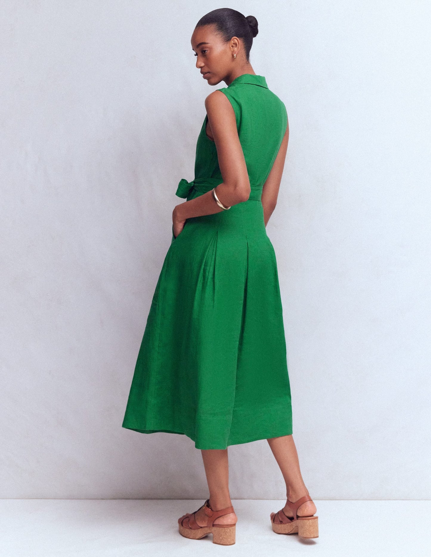Belinda Linen Shirt Dress-Fresh Green