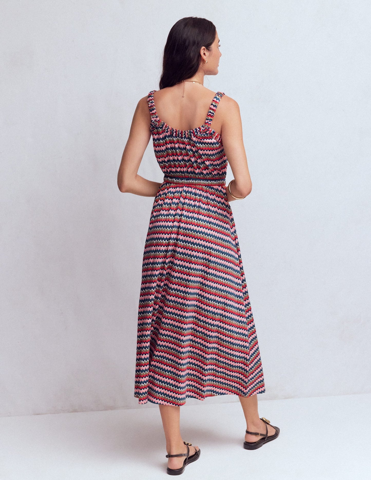 Scoop Neck Jersey Dress-Multi, Zigzag Ripple
