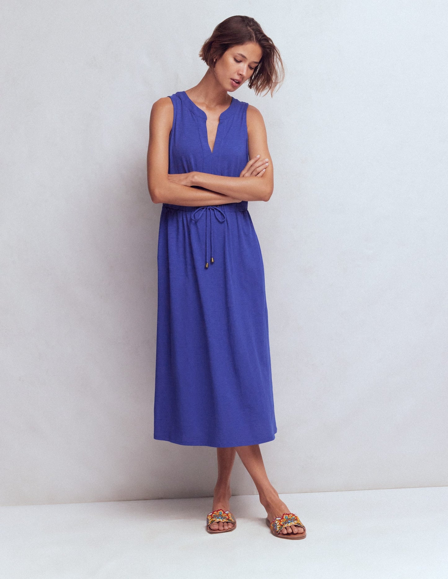 Delphine Midi Jersey Dress-Sapphire Blue
