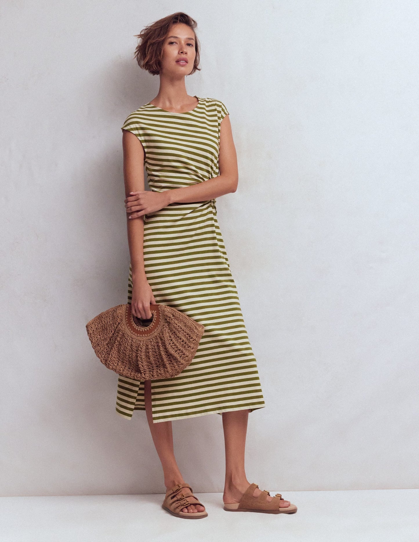 Delilah Twisted Midi Dress-Stripe