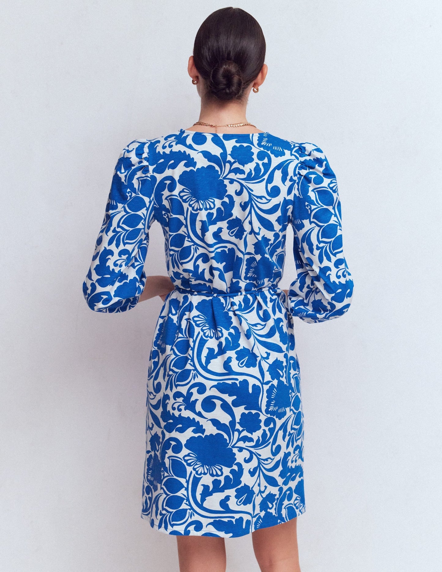 Cary V-Neck Short Dress-Blue, Flourishing Meadow