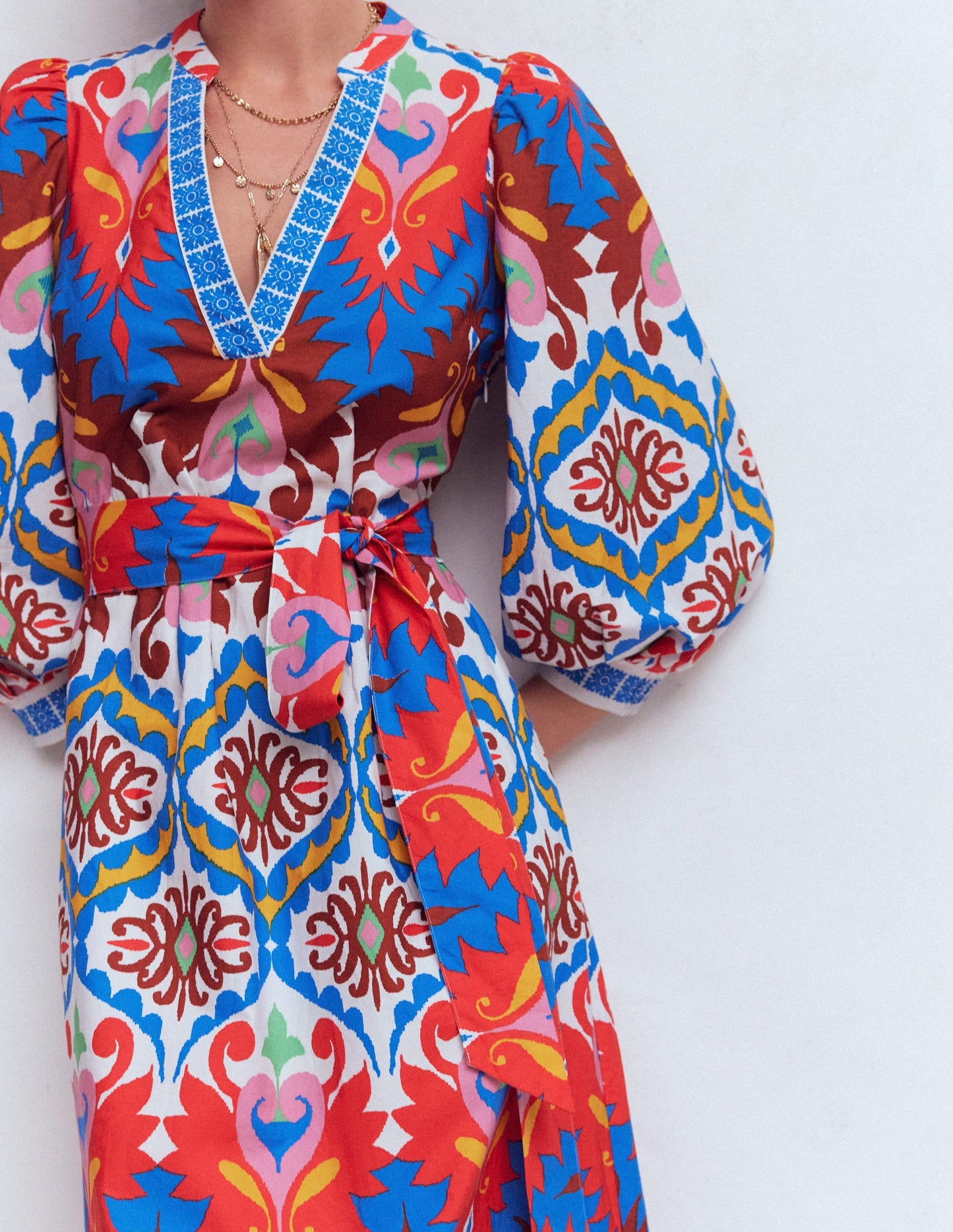 Octavia Cotton Dress-Multi Ikat Dream