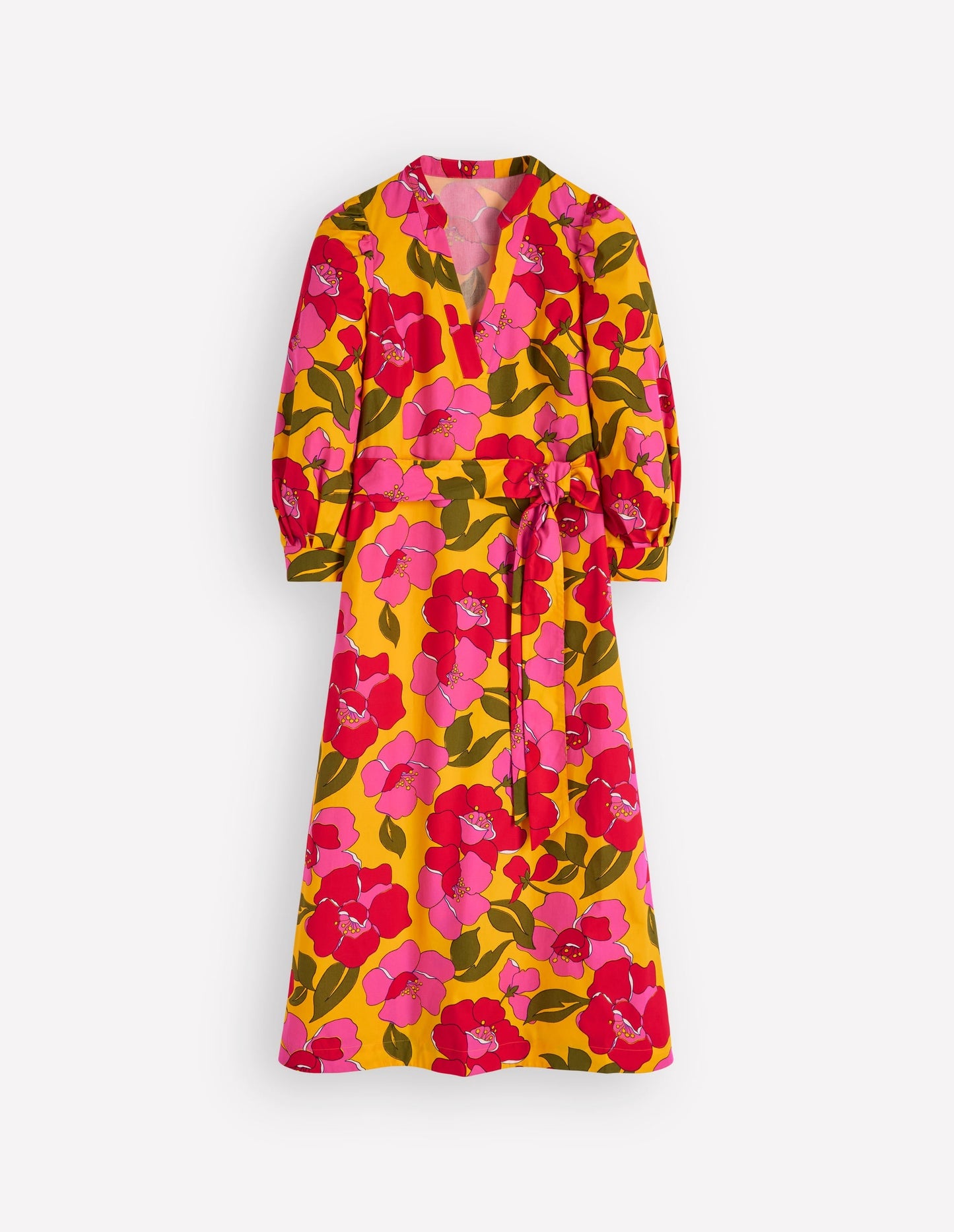 Octavia Cotton Dress-Yellow, Radiant Bloom