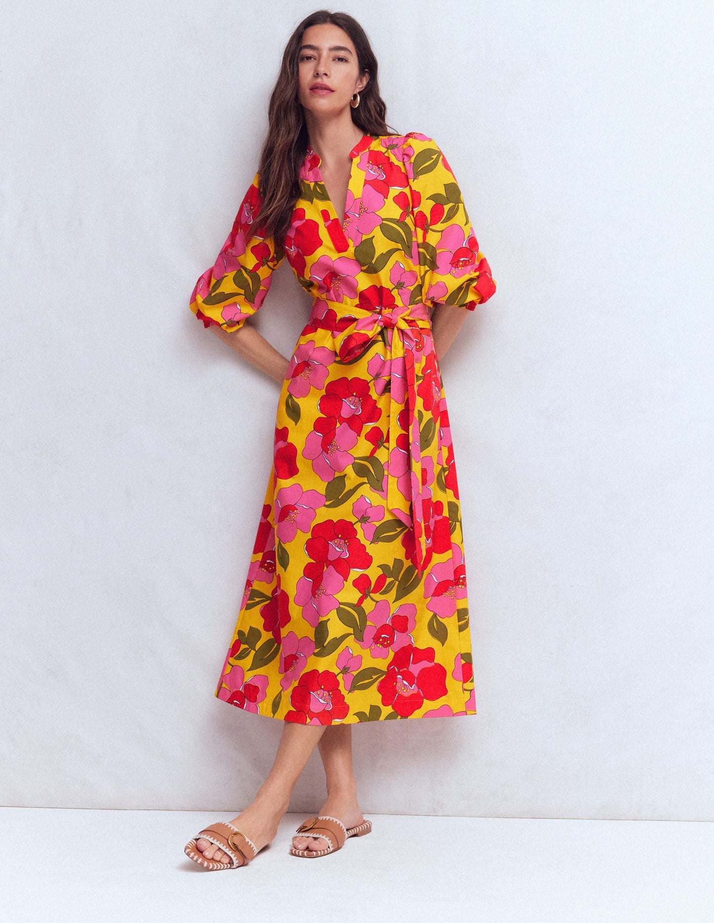 Octavia Cotton Dress-Yellow, Radiant Bloom