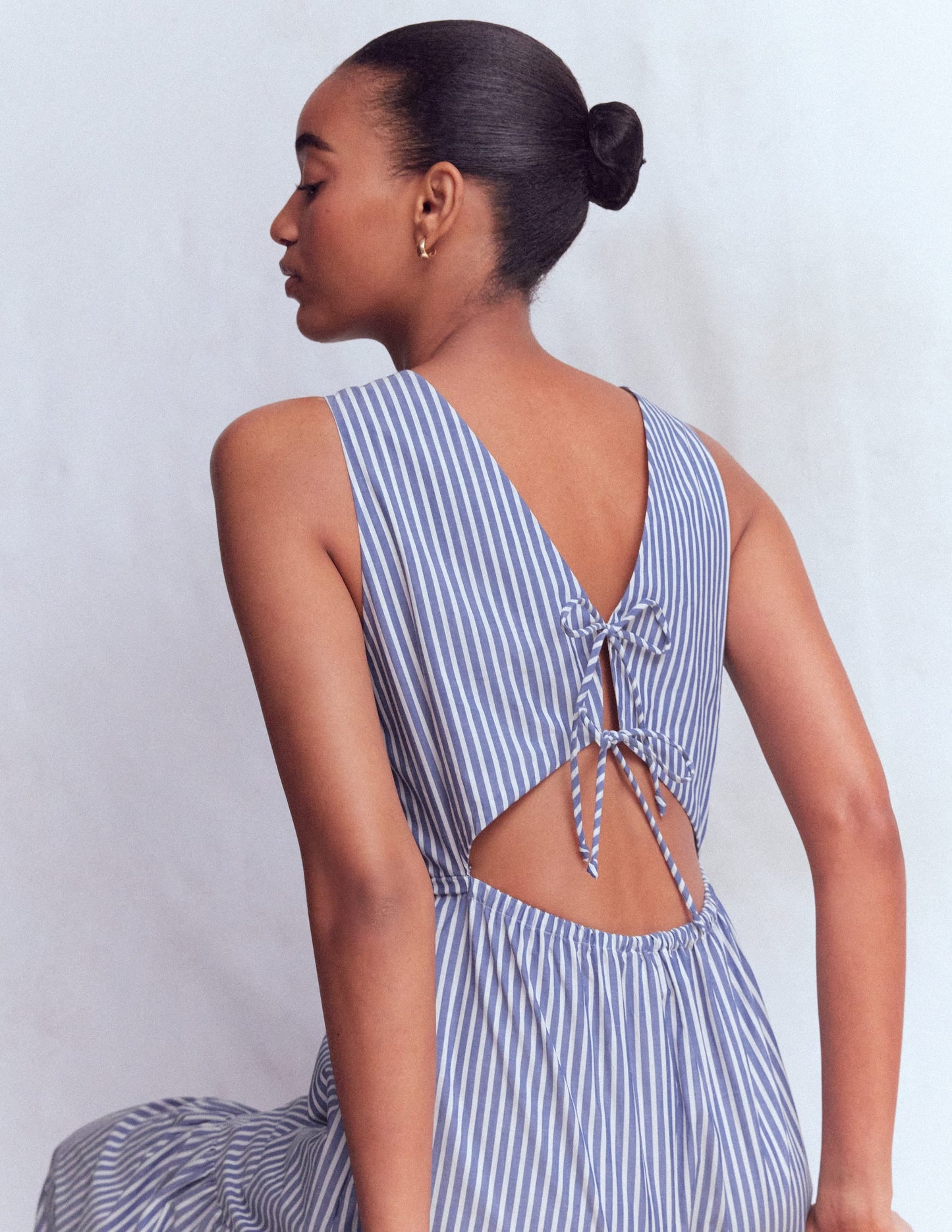 Sleeveless Poplin Dress-Surf the Web Stripe