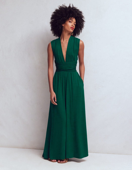 Multiway Jersey Maxi Dress-Emerald Night