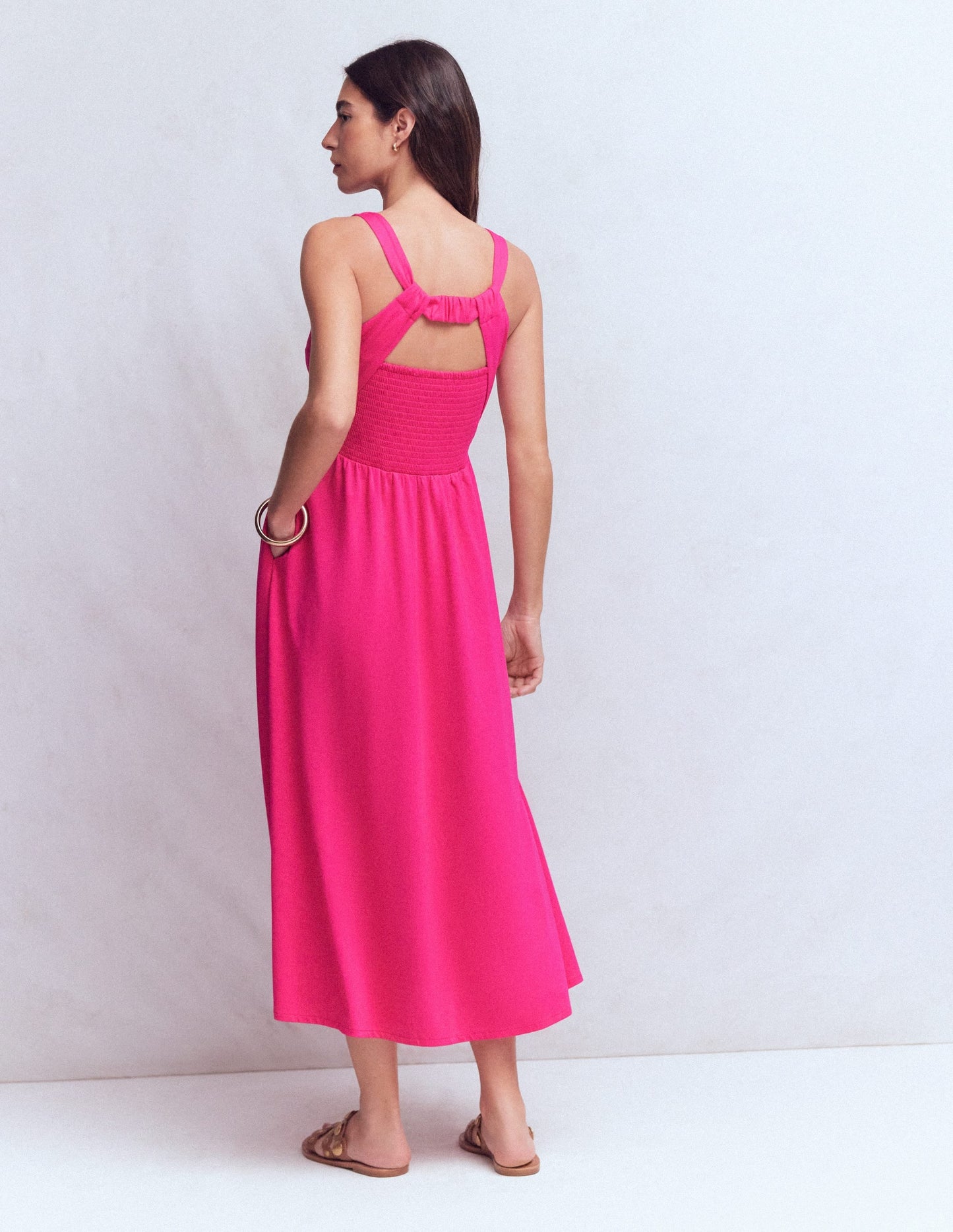 Saoirse Smock Back Dress-Bright Pink