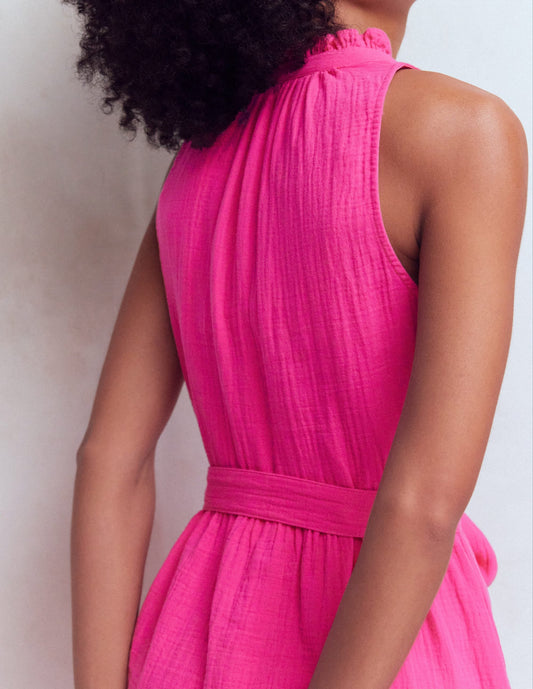 Viv Double Cloth Short Dress-Pink Peony