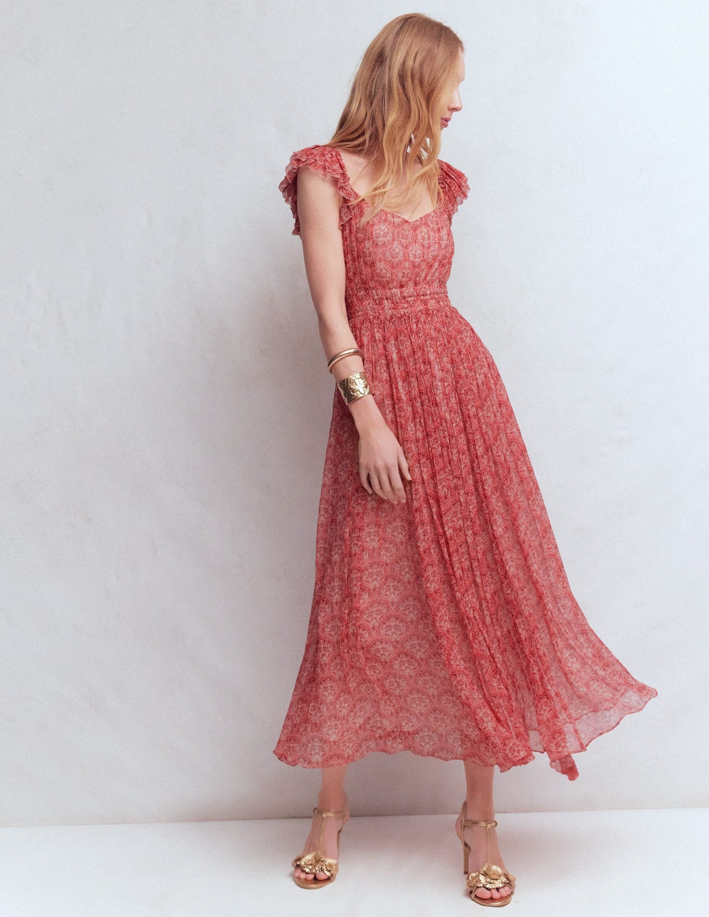 Crinkle Chiffon Maxi Dress-Pink Paradise Gardens