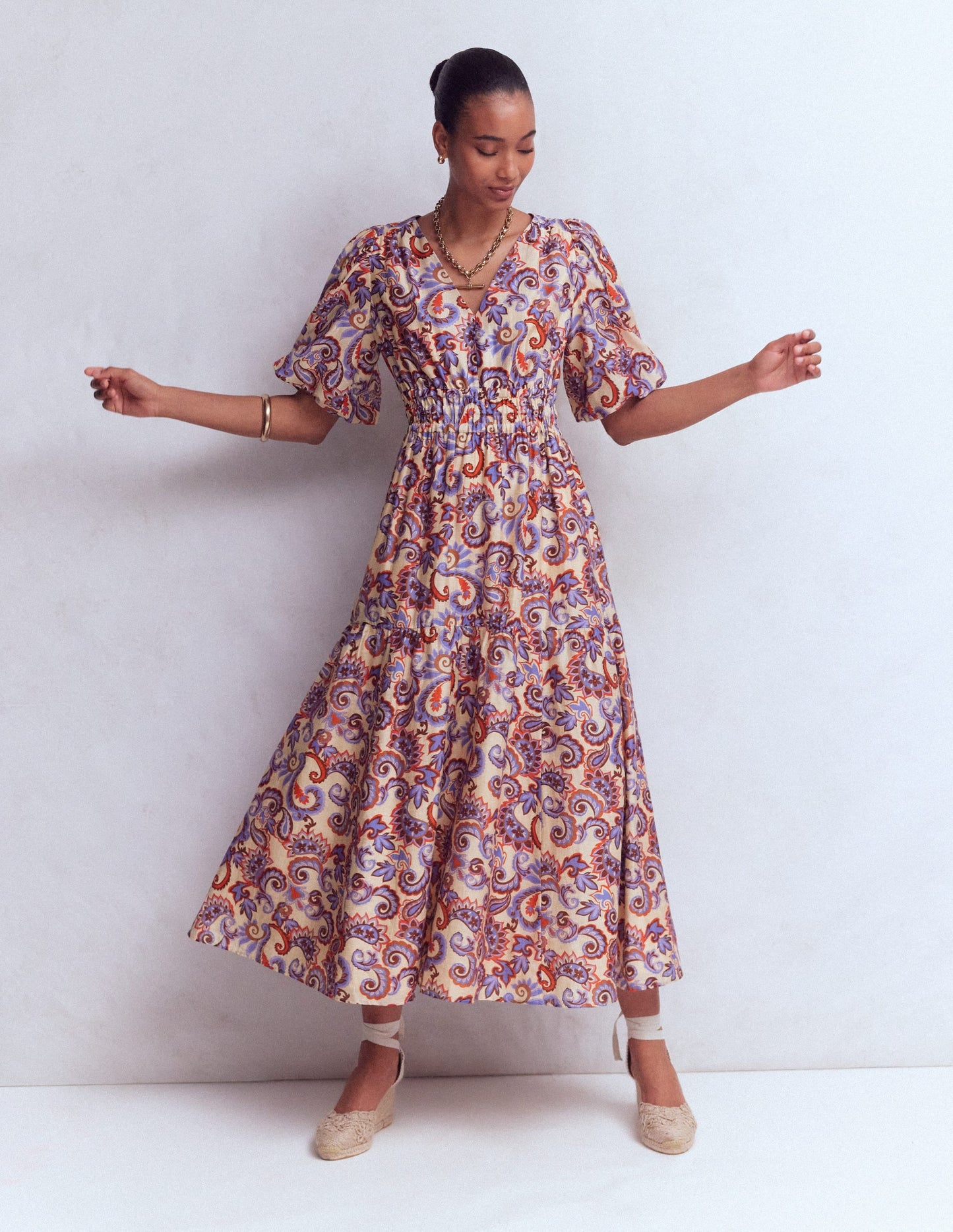 Irene Occasion Dress-Almond Milk, Paisley Frenzy