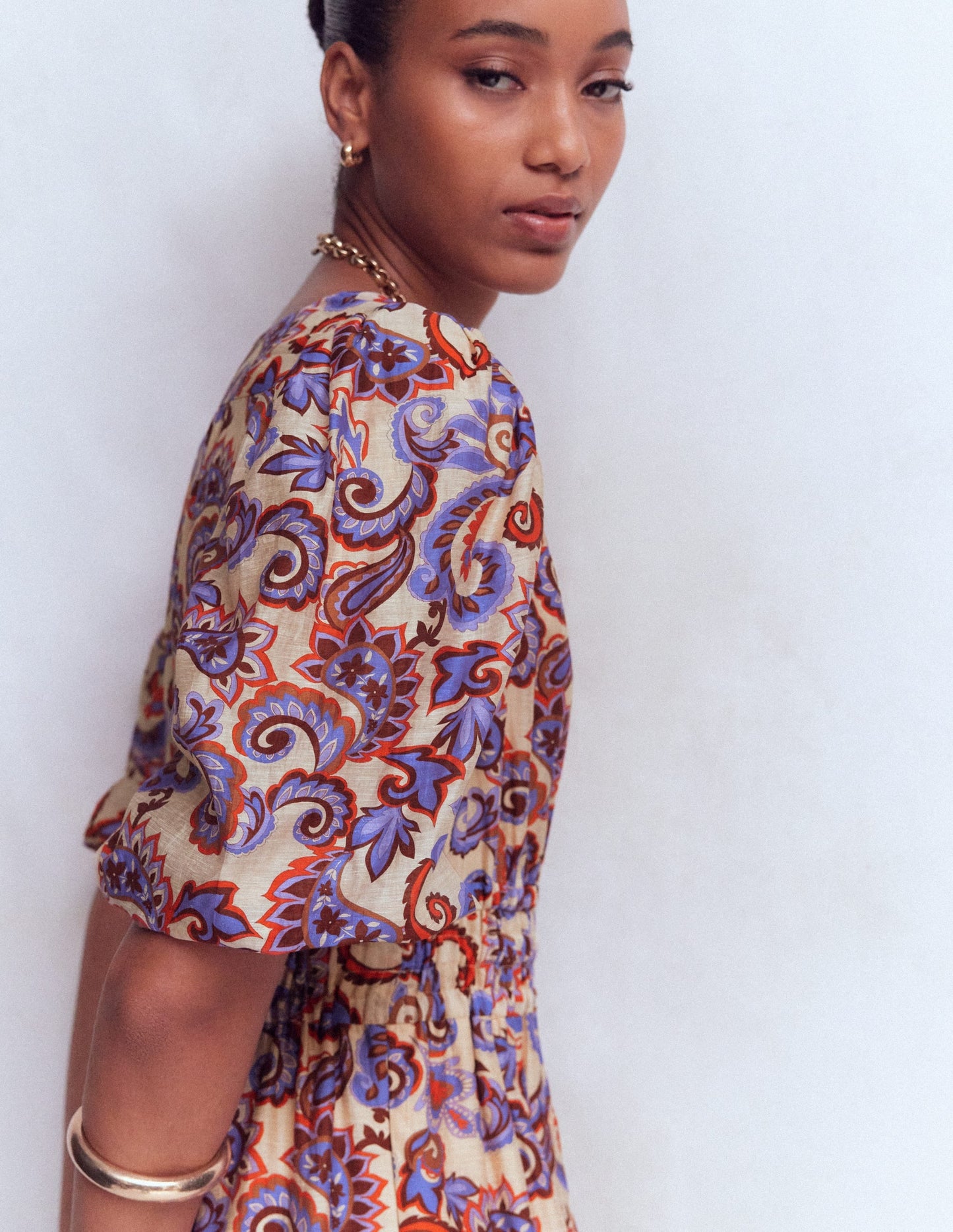 Irene Occasion Dress-Almond Milk, Paisley Frenzy