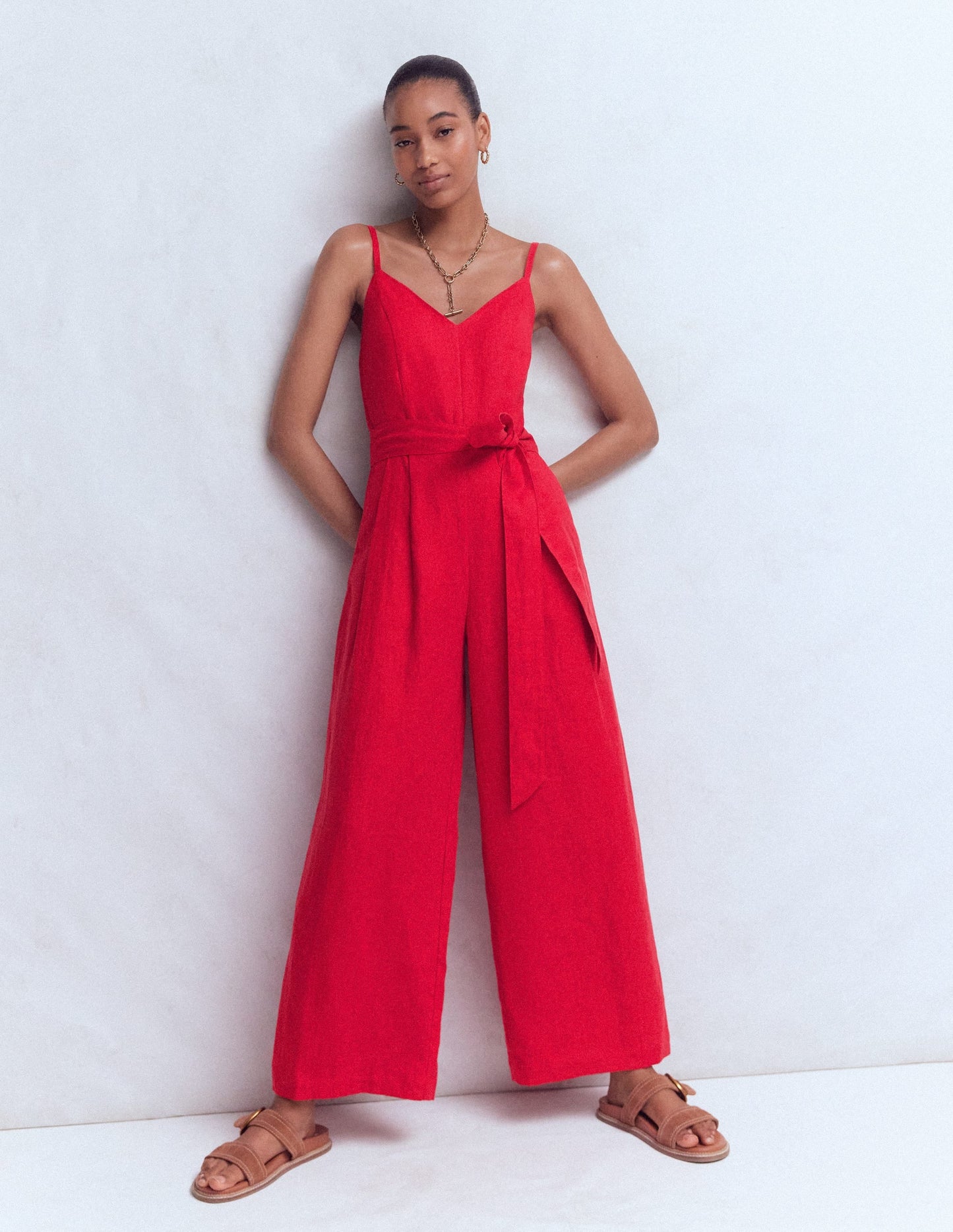 Linen Strappy Jumpsuit-Salsa
