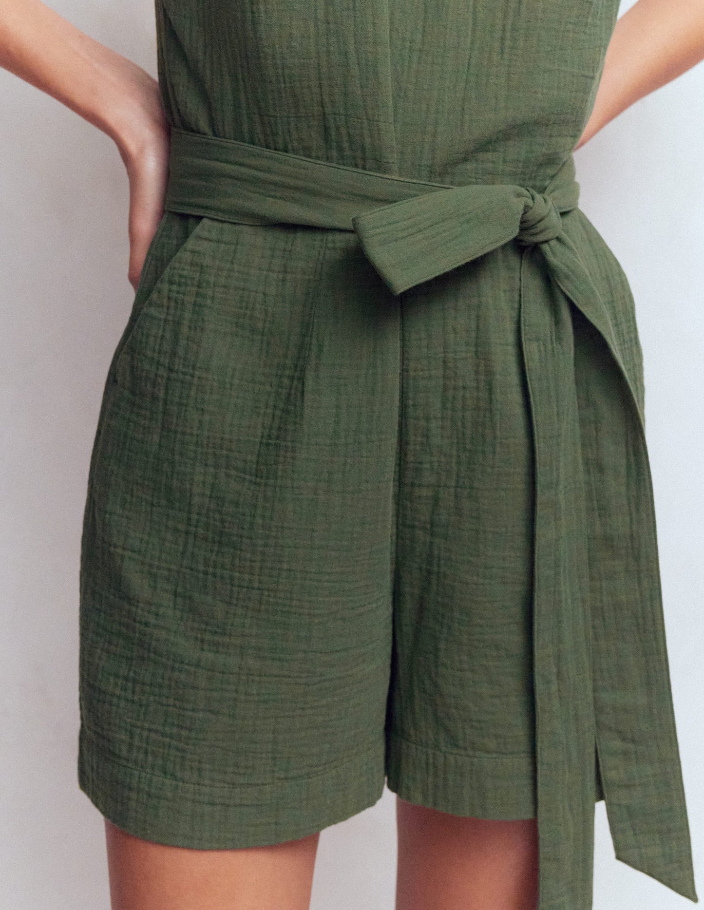 Rosa Double Cloth Playsuit-Hunter Green