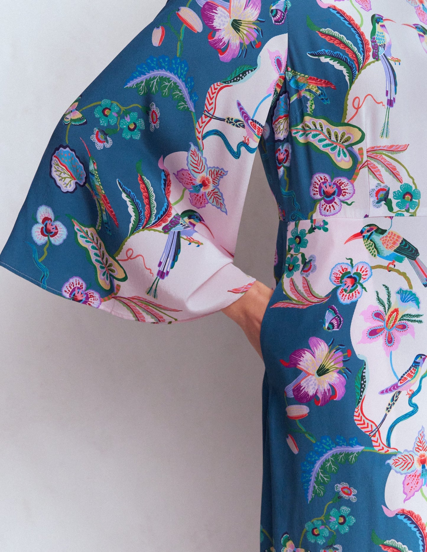 Angel Sleeve Boat Neck Dress-Tourmaline Blue, Orchid Canopy