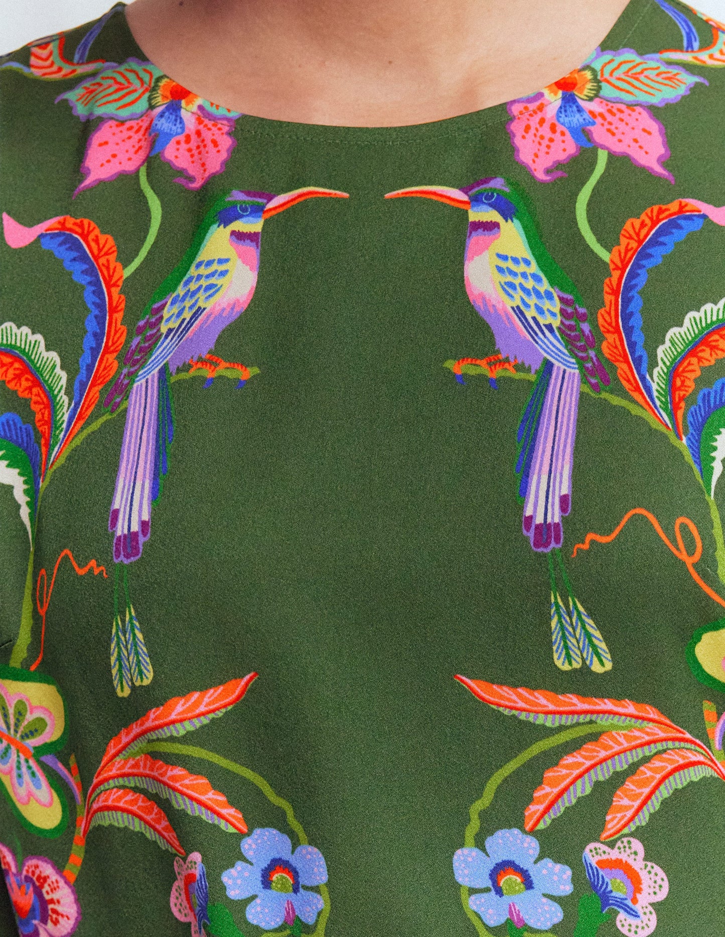 Flared Sleeve Shift Dress-Multi, Orchid Canopy