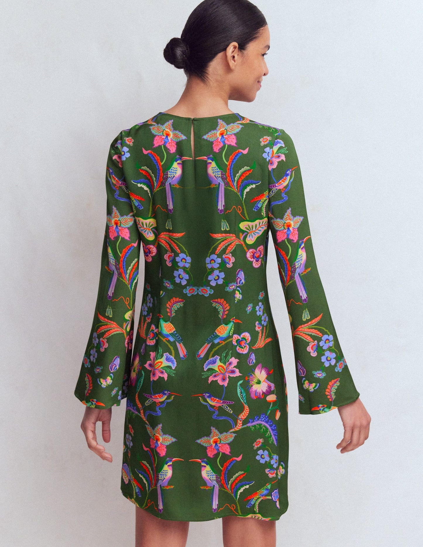 Flared Sleeve Shift Dress-Multi, Orchid Canopy