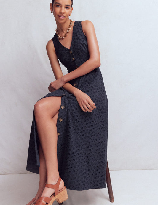 Catherine Broderie Dress-Navy Broderie