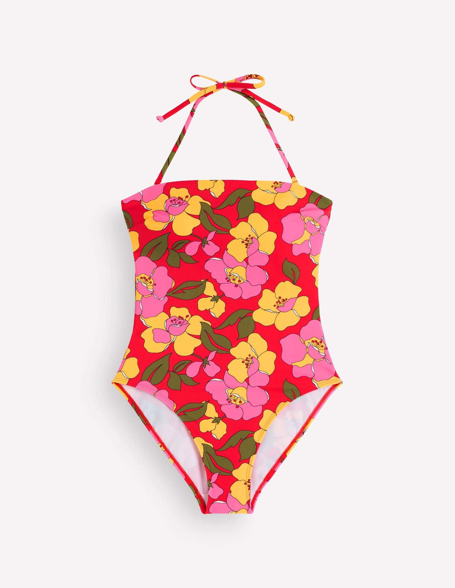 Paros Bandeau Swimsuit-Red, Radiant Bloom