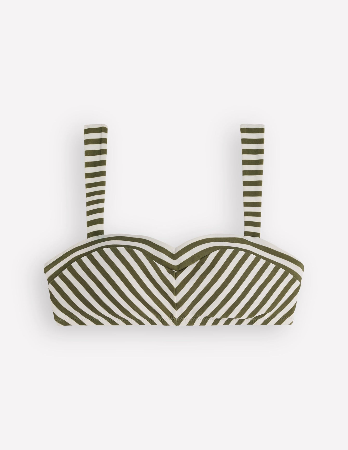 Clean Sweetheart Bikini Top-Olive, Ivory Stripe