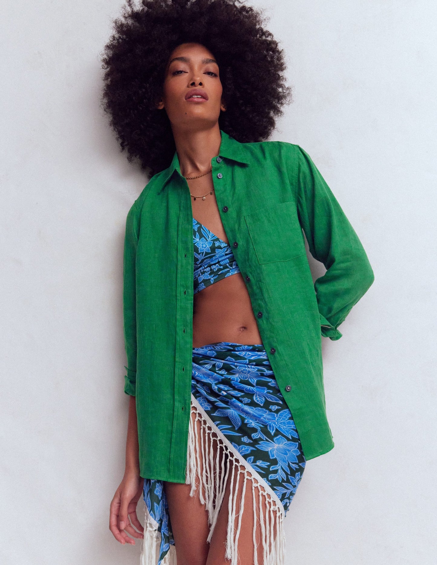 Sadie Relaxed Linen Shirt-Fresh Green