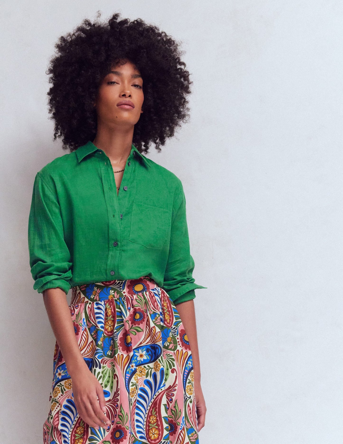 Sadie Relaxed Linen Shirt-Fresh Green