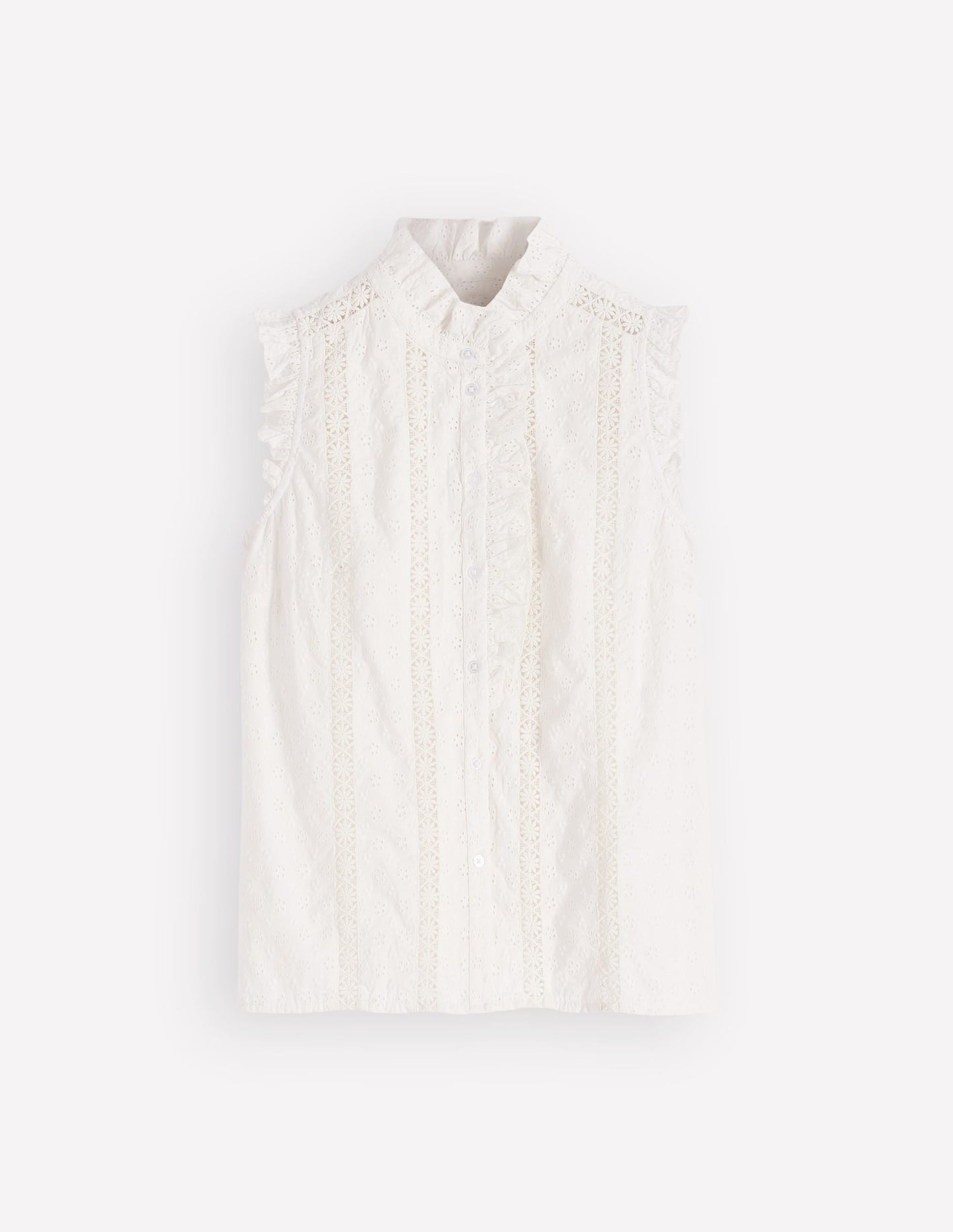 Isabel Sleeveless Broderie Top-White