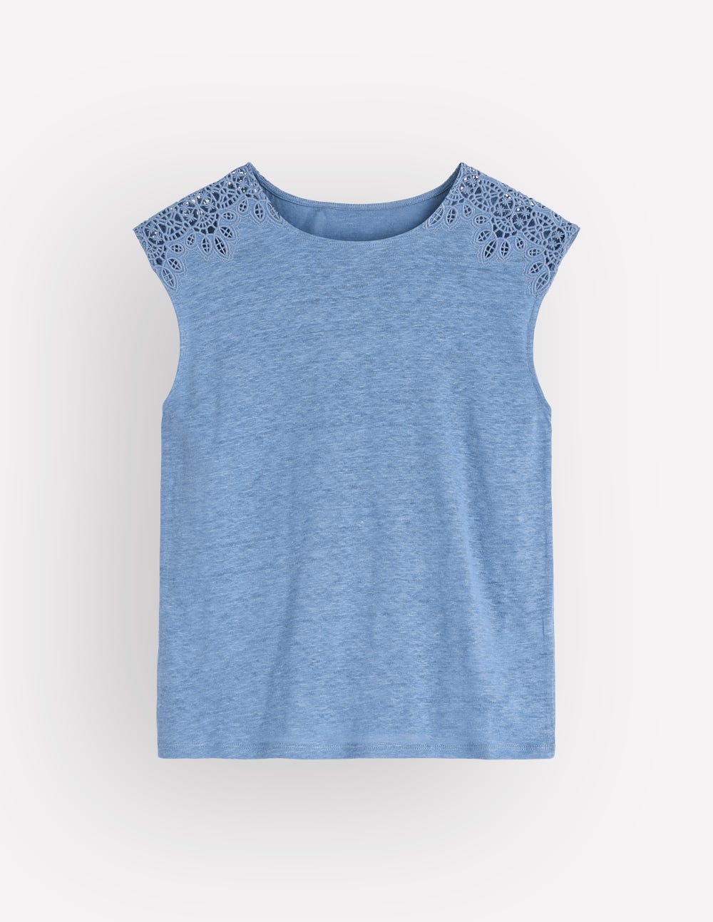 Tara Cutwork Linen Tee-Ashleigh Blue