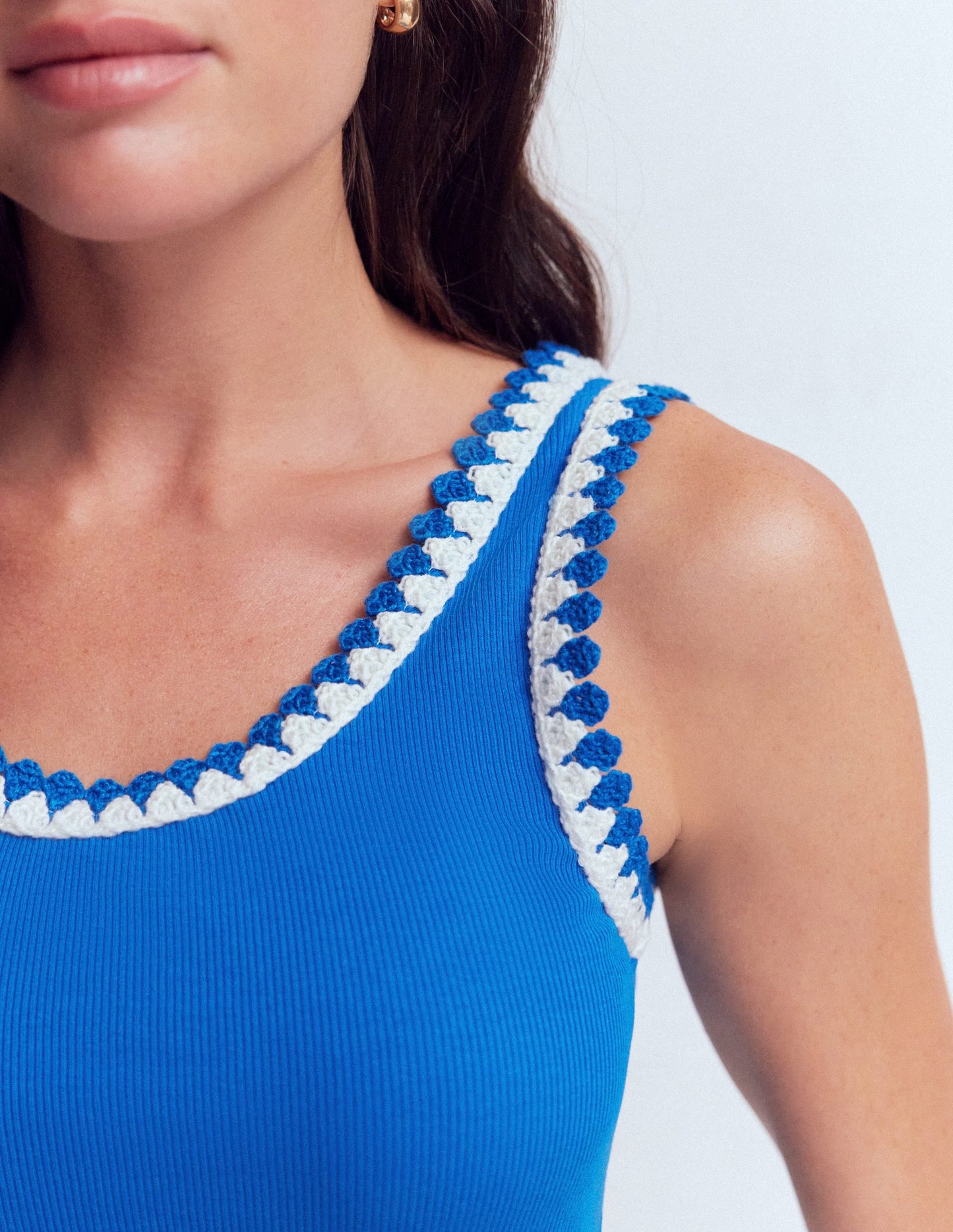 Maddie Trim Detail Vest-Kingfisher Blue