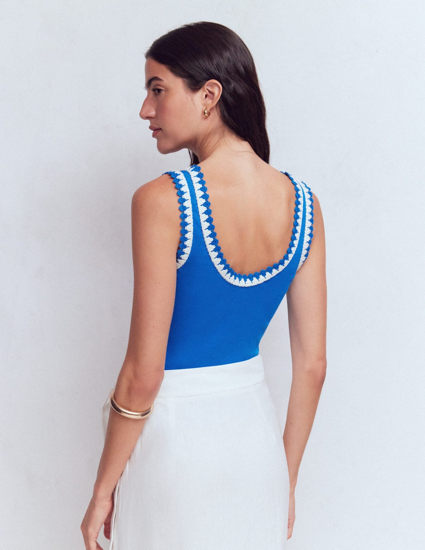 Maddie Trim Detail Vest-Kingfisher Blue