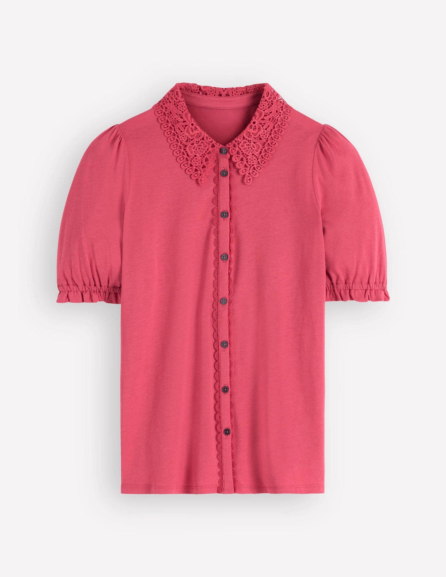 Nessa Broderie Collar Blouse-Cherry Blush