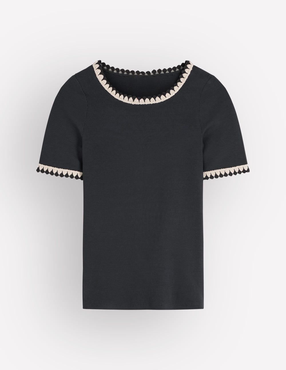 Maddie Trim Detail T-Shirt-Black