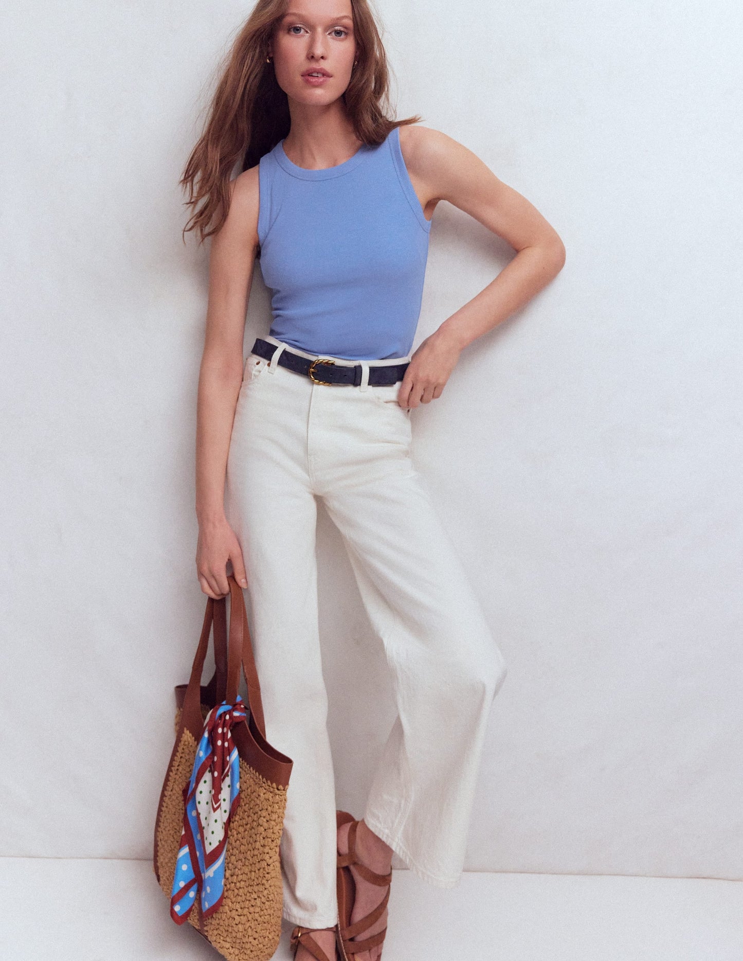 Ribbed Cotton Vest-Cabin Blue