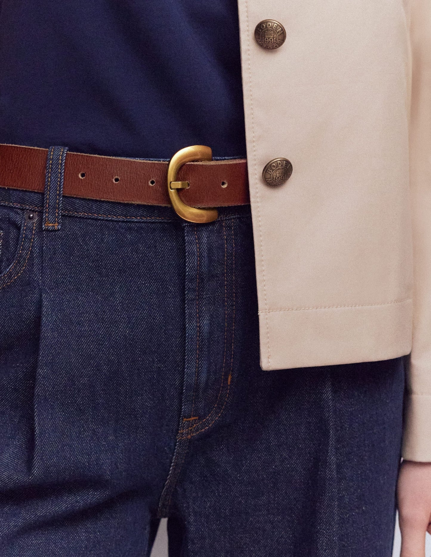 Chunky Buckle Belt-Dark Tan