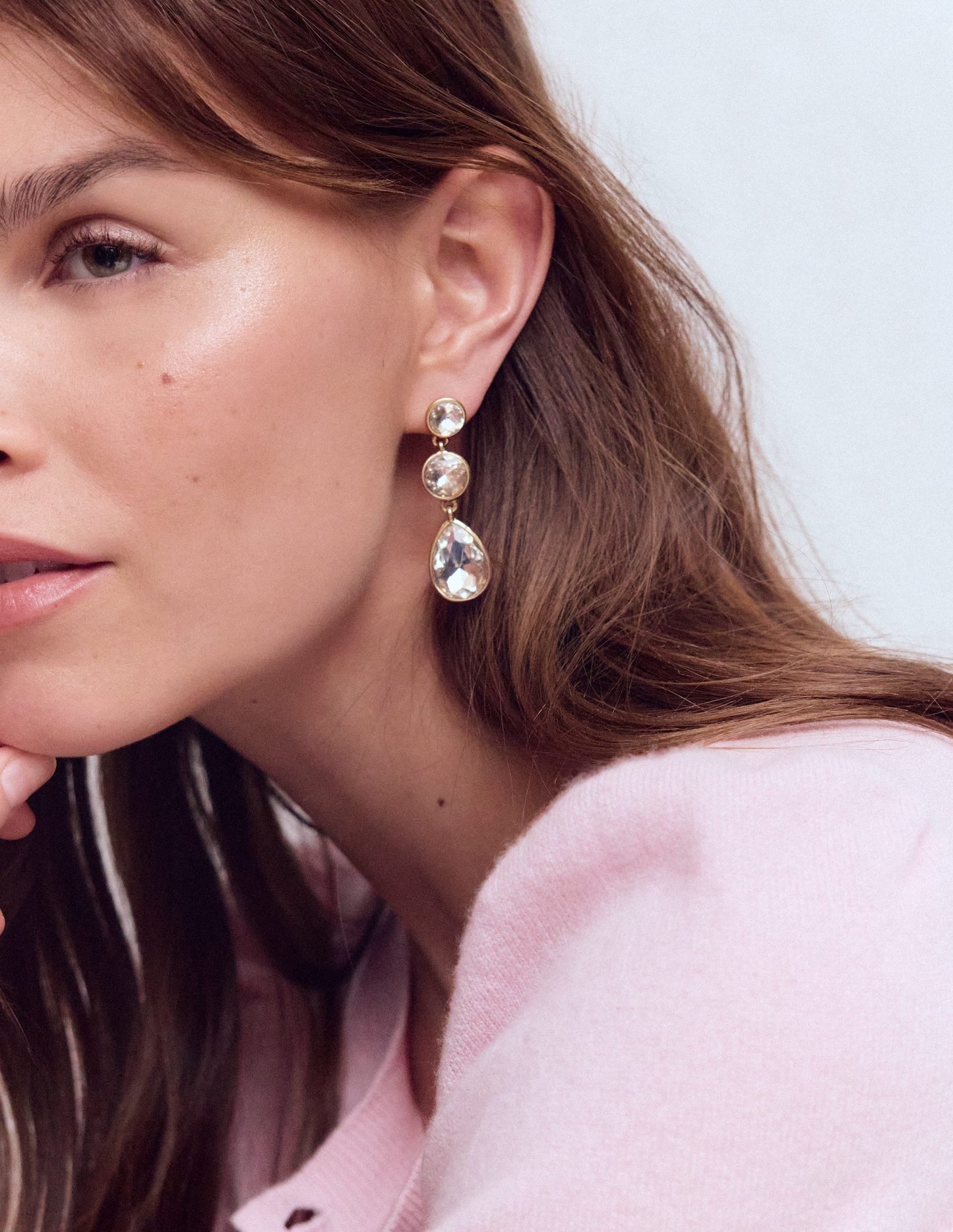 Small Jewel Drop Earrings-Clear