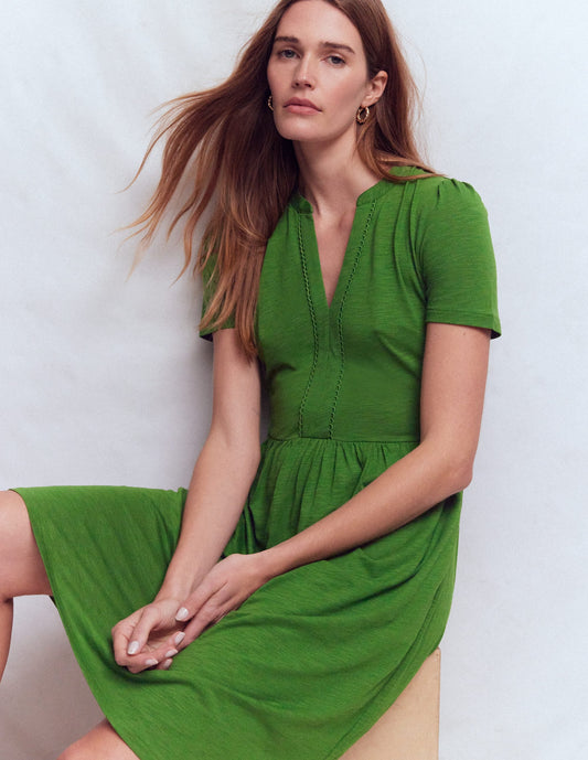 Naomi Short Sleeve Dress-Promenade Green