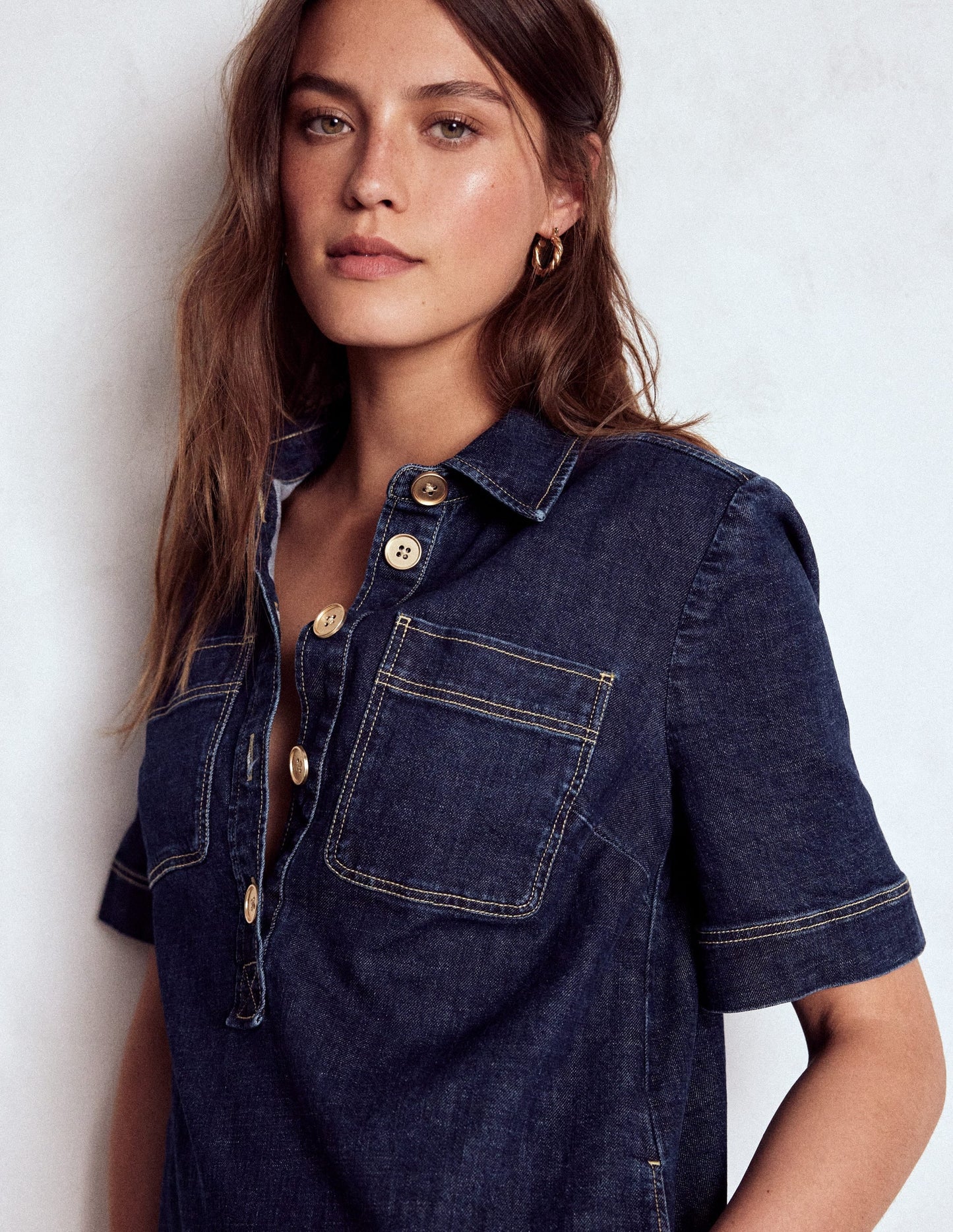 Zia Pocket Shift Dress-Dark Indigo
