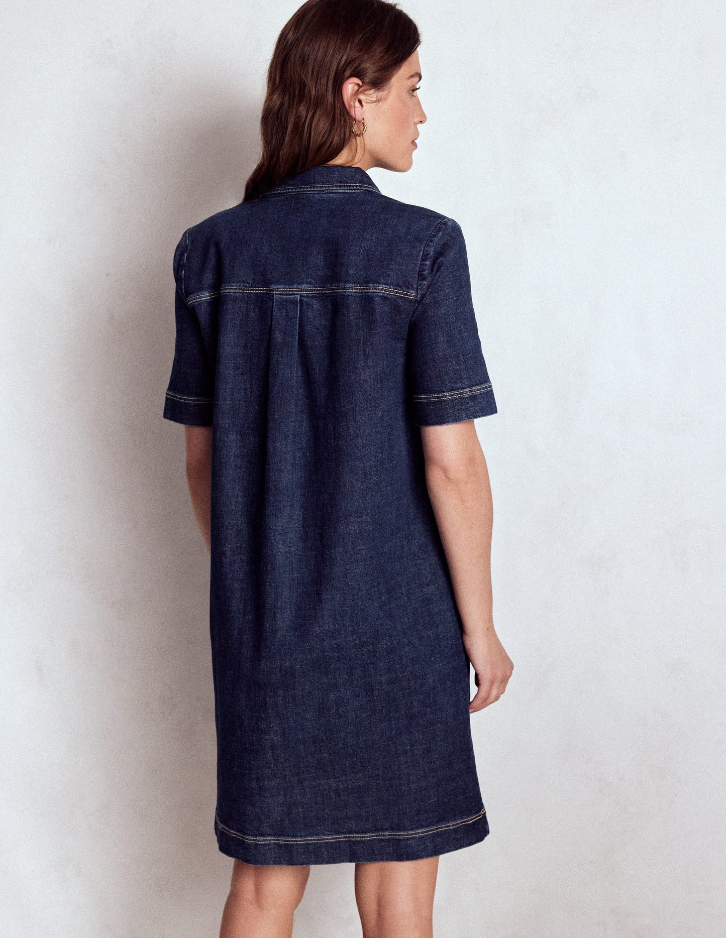 Zia Pocket Shift Dress-Dark Indigo